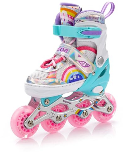 Inlines Rullskridskor Barn Rullskridsko för Barn Justerbar Rullskor Rollerblades för Nybörjare med Självlysande Hjul METEOR