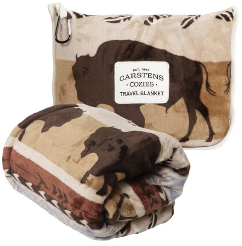 CARSTENS, INC. Reisedecke, Premium, kompakt, 2-in-1-Flugzeugdecke/Kissen, Buffalo Stripe