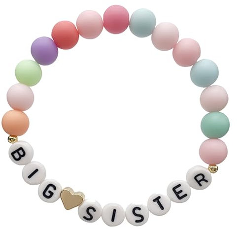 Qianfeng Armband Schulkind,Armband Mädchen,BIG SISTER Einschulung Armbänder,Handgefertigtes Geschenk Kinder für Klein Rechenkette,Schulanfang Schulkinder Schultag(Farbe)