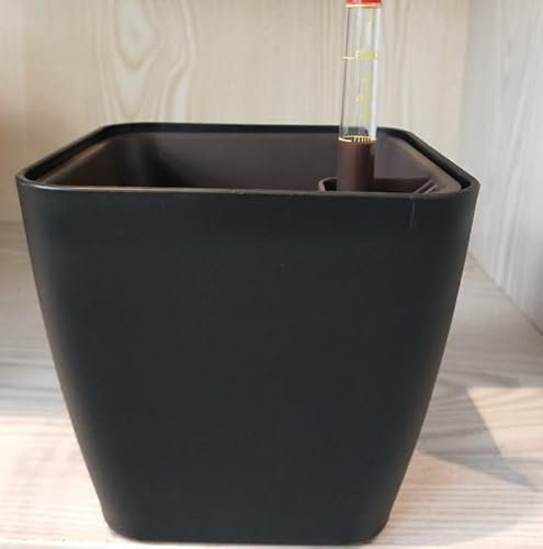 FUNSUEI 6 Stück Selbstbewässerungstopf mit Wasserstandsanzeige, 14 x 13.2cm Selbstwässernder Blumentopf Quadratisch, Schwarz Töpfe Selbstbewässernd Wasserspeicher Bewässerungssystem