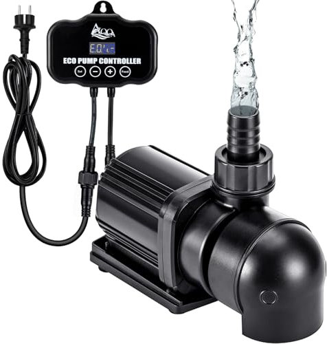AQQA Aquarium Water Pump,75W 9000L/H Pond Pump,Adjustable Water Fountain Pumps with Circulation Make Wave,Feed Mode,20 Options Flow,Quiet Amphibious Pumps for Fish Tank, Waterfall,Hydroponics