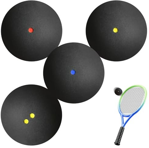 GOMETY 4er-Set Squashbälle: Vielseitige Nutzung Für Training Und Wettbewerb, Hochwertiger Gummi Für Anfänger Bis Elite (Schwarz)