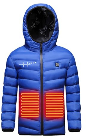 Veste Chauffante Enfants USB Manteau Doudoune Chauffant Electrique Garçons Filles avec 3 Zones de Chauffage pour Le Travail en extérieur Tenue Quotidienne Ski Équitation Moto