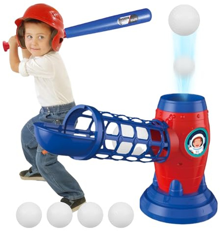 Yongmcxhhj Elektrische automatische Baseball-Pitching-Maschine, ABS-Kinder-Baseball-Pitching-Maschine, 1 einziehbarer Schläger und 5 Baseballs, -Sets für 3-12 Jahre alte Mädchen