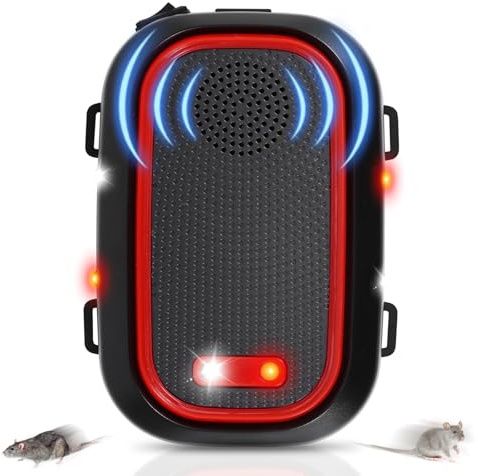 Weskjer Ahuyentador de Animales para Coche, Repelente Ultrasónico de Roedores para Vehículos con Ultrasonido y Efecto Anti-Habituación, Tres Modos de Alimentación, Protección Móvil contra Martas