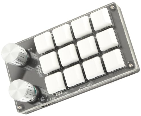 Yechiry Makro Mekaniskt Enhandstangentbord Bärbar Multifunktionstangentsats för Office Gaming Akryl, 5,2 X 3 X 1,5 Tum (Svart Vit)