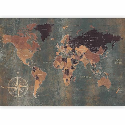 murando Fotomurales 350x256 cm XXL Papel pintado tejido no tejido Decoración de Pared decorativos Murales moderna de Diseno Fotográfico Mapa del mundo k-A-0057-a-b