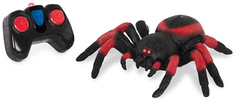 Terra Fjärrstyrd spindel röd – RC fågelspindel med lysande LED-ögon och fjärrkontroll – Tarantula leksak från 3 år | Set om 2 med 1 tarantula och 1 infraröd fjärrkontroll, rör sig i flera riktningar, svänger 360°, Rc Spider (röd); 6+ år