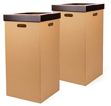 ONLY BOXES, Pack de 2 unidades Papelera de Cartón, Papelera con tapa, Color negro, Dimensiones 37 x 36 x 70 cm (largoxanchoaalto)