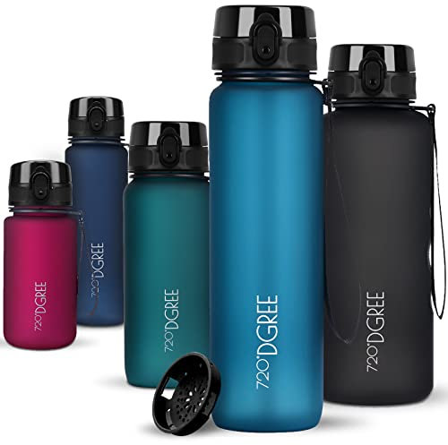 720°DGREE Trinkflasche 650ml “uberBottle“ softTouch +Sieb - BPA-Frei - Wasserflasche auslaufsicher für Kinder, Schule, Sport, Uni, Outdoor, Unterwegs - Tritan Sportflasche - Leicht, Stoßfest