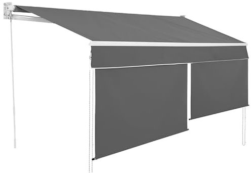 IDMarket - Store banne Manuel 3x2 M Gris Anthracite Lambrequin H.1,50 M