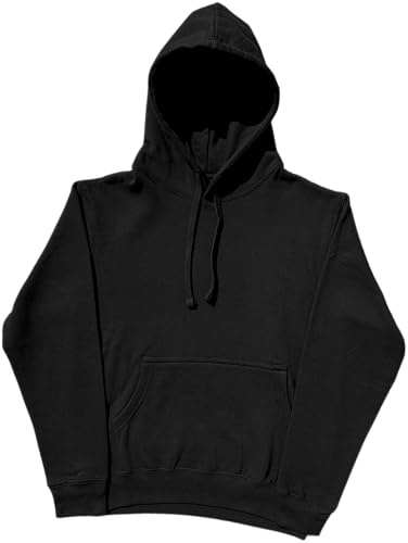 Graphic Impact Plain Pullover Hoodie Casual Hooded Top Unisex for Mens and Womens and Hooded Sweatshirts (Large - Black)