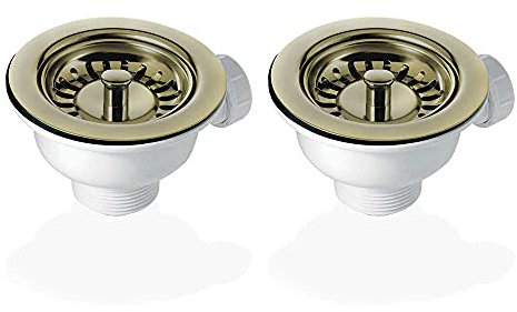 2X 90mm Bronze Basket Strainer Waste for Astini, RAK, Rangemaster Ceramic Sink