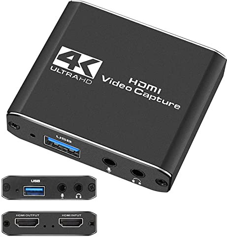 DIFCUL Capture Card, Videoaufnahmekarte mit HD-MI-Loop-Out,4K 60FPS USB3.0-Vide Capture Karte für Streaming,4K-Videoaufzeichnung, für Live-Streaming für PS3/PS4/Xbox One/DSLR/Camcorder/Action Cam