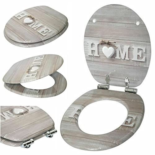 Optimal Products MDF Toilet Seat Novelty Design Stainless Steel Hinges All Printed Loo Seats All Printed ON 3 Sides (Home Design)