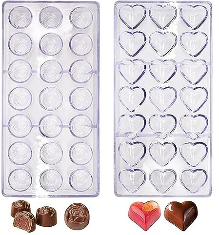 Trasparente Cioccolatini Stampo,RoadLoo 2 Pezzi Plastica Stampo per Cioccolatini Muffa del di 21 Fori Plastica Trasparente in Policarbonato per Fare Cioccolatini Dessert Baking