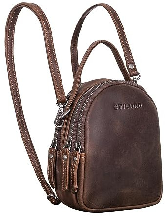 STILORD 'Stacy' Rucksack Handtasche Damen Klein Mini Daypack Lederrucksack Vintage Backpack aus Leder für City Ausgehen Shopping Frauen Tagesrucksack Echtleder, Farbe:torres - braun