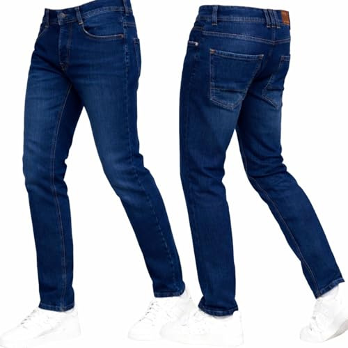 Crosshatch Stretch Slim Fit Jeans Mens Denim Designer Trousers Pants Dark Wash 34W X 30L