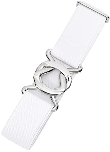 JASGOOD Women No Show Stretch Belt Adjustable Elastic Web Belt with Flat Buckle for Jeans Pants Casual Belts