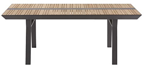 NATERIAL - Gartentisch rechteckig IONIS - 6 Personen - 200x100x75 cm - Aluminium - Teak FSC - Anthrazit - Garten Esstisch - Terrassentisch
