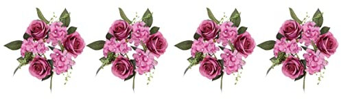 ABOOFAN 4 Stücke Ostern Kerzenringe Rose Eukalyptus Kerzenkranz Osterkranz Kerzen Kranz Ringe Frühlingskranz Hochzeit Kerzenhalter für Stumpenkerzen Stabkerzen Landhaus Deko