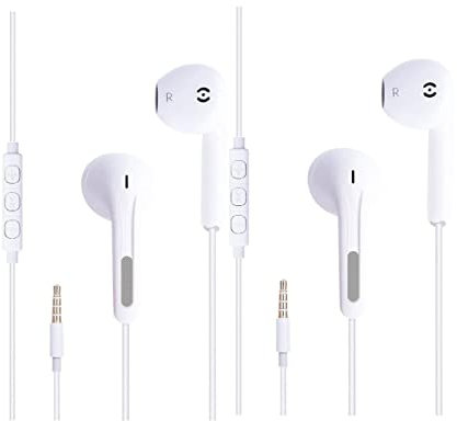 Mr. Gadget's Solutions® Auriculares con micrófono, auriculares con cable con aislamiento de ruido, auriculares con potente estéreo de graves pesados, compatibles con Android/portátiles/MP3 y la