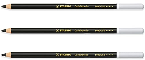 STABILO CarbOthello Lot de 3 crayons à craie pastel Noir neutre (750)