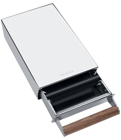 Normcore Espresso Knocker Drawer, Coffee Knock Box with Shock Absorbing Removable Knock Bar and Non-Slip Base, Mirror Finish, 304 Stainless Steel With Walnut Wood Hand, Size: S