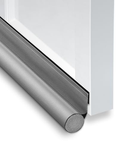 WOUMON 2 piezas Burlete Puerta Entrada, 96cm Burlete Bajo Puerta, Protección Contra el Viento y el Ruido, Corte a Medida Bajo Pedido (Gris)