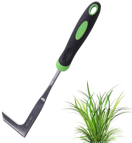 Herramientas de Deshierbe,Extractor De Malas Hierbas,Desherbador Manual De Acero Inoxidable con Mango,Azadillas para Jardinería,Malas Hierbas Extractor Tipo Hoz para Eliminar Hierbas y Musgo (33,5CM)