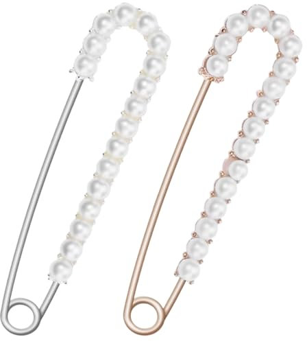 CPJJ 2 Pièces De Broches De Femme Broches De Pull Et De Châle Broches Avec Cristal Et Perle Faux,Grosse Epingle a Nourrice