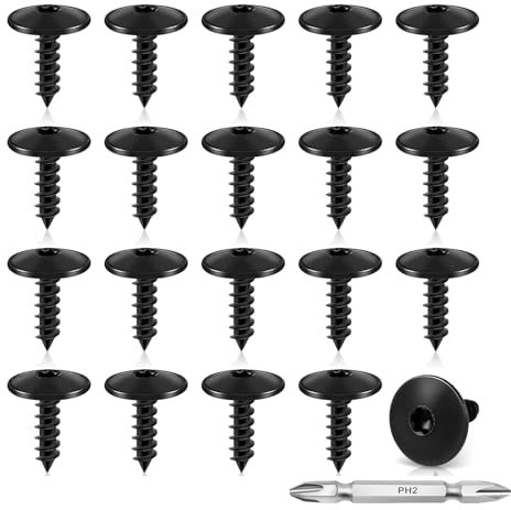 60 Stück Blechschrauben 4,2 x 16 mm, Bohrschrauben, Selbstschneidende Schrauben Edelstahl, Kreuzschlitzschrauben, Schwarze Oxid, mit Schraubendreher Bit Mit Kreuzkopf
