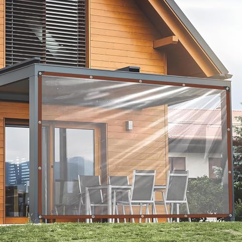 Telone Trasparente con Occhielli - 2x4m Telone Trasparente per Esterno, Impermeabile, Protezione per Mobili da Giardino, Resistente alle Intemperie, Telone per Terrazzo per Protezione dalle Condizioni
