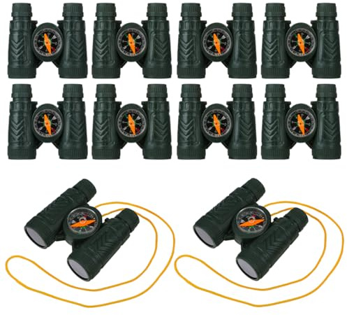 Mini Telescope 10Pcs Toy Binoculars for Kids with Compass - Portable Outdoor Adventure Gear for Children Sightseeing and Learning