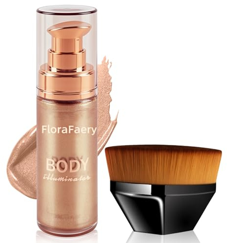 Shimmering Body Oil, Body Luminizer Schimmeröl, Flüssig Glitzer, Körper Highlighter Öl mit Natürliche Bio Inhaltstoffe, Schimmer Makeup für Gesicht Körper Bein Haar, Alle Hauttypen (Roségold)