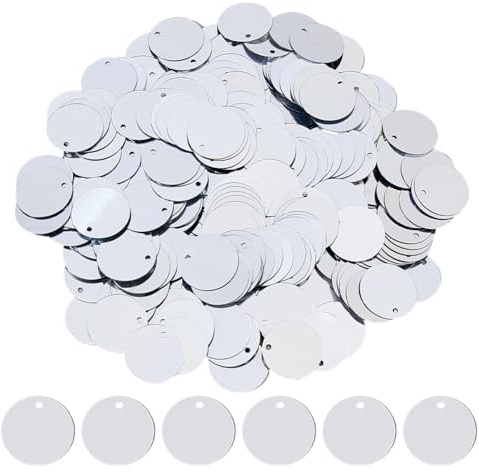 DICOSMETIC 1300 Pezzi Grandi Paillettes Piatti Rotondi Argento 15.5mm PVC Plastica Paillettes Sciolte Per Ricamo, Applicazione Da Sposa, Artigianato Artistico E Decorazione