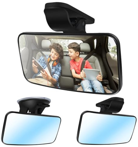 Spiegel Auto Baby Rückbank, 360° Drehbar Autospiegel Baby Rücksitz mit Clips & Saugnapf, 13 * 6.5cm