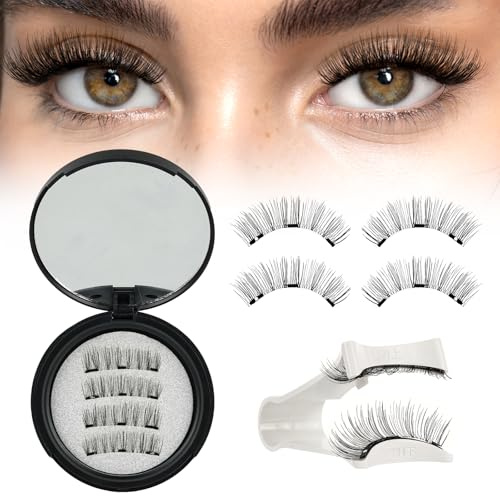 Higu clace Ciglia Finte Magnetiche con applicatore, Ciglia Finte Magnetiche Naturali, non c'è bisogno di colla magnetica per Ciglia facile da indossare e rimuovere (BLACK-B)