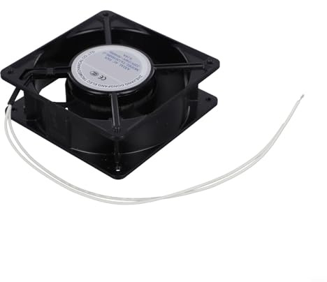 Extractor axial para casete de chimenea o inserto, resistente a altas temperaturas con cuchillas metálicas y funcionamiento silencioso, 120 x 120 x 38 mm, diseño compacto para una circulación