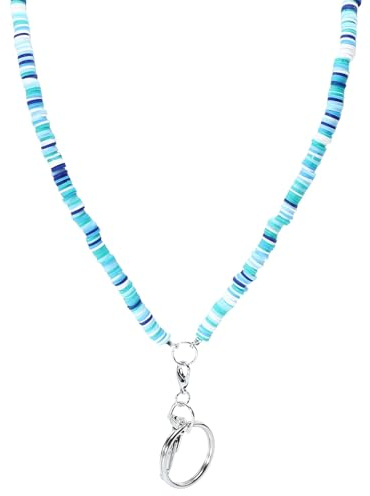 Collar con cordón de arcilla polimérica, llavero con cuentas, cadena larga y colorida de arcilla para teléfono celular y llaves, elegante cuerda para colgar el teléfono para mujer