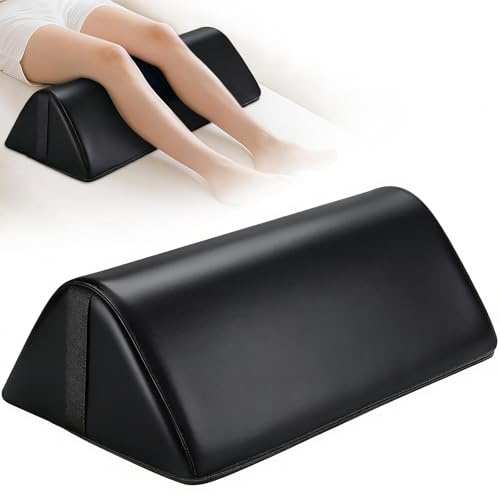 Knee Wedge Pillow for Legs, 20 x 12 x 7 inch Under Knee Elevated Pillow for Sleeping on Back Triangle Pillow for Legs with Strap Handle, Under Ankles Pain Relief Leg Pillow Bolster for Massage Table