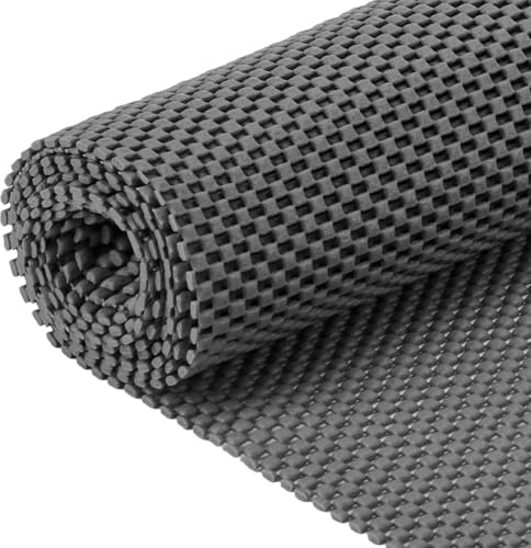 Trintion Multipurpose Non-Slip Mat Roll 200x50cm Heavy Duty Anti Slip Rug Underlay Pad Waterproof Grid Pattern Grip Mat for Kitchen Drawer Shelf Liner Bathroom Floor Car Dashboard Office (Gray)