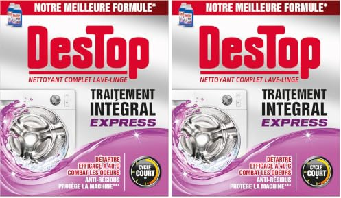 DESTOP Nettoyant Lave-Linge Express, Anti-Calcaire, Anti-Moisissure - 2 doses (Lot de 2)