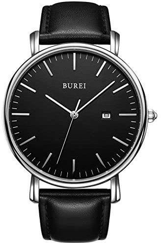 BUREI Herren Uhren Ultra Dünne Minimalistische Quarzuhr mit Datumsanzeige für Damen und Herren Classic Design