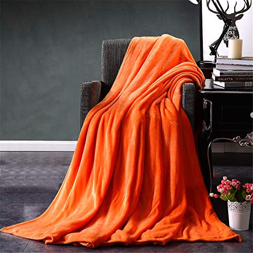 Fansu Mantas para Cama de Franela en Microfibra Color Sólido, Suave Acogedora y Cálida Invierno Plain Mantas para Sofa Manta - Tamaños y Colores Diferentes (100x150cm,Naranja)