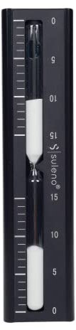 SULENO - Sauna Sanduhr KJELL 5-15 Minuten, Saunazubehör, hitzebeständig, modern, Wandmontage, Sandclock, Zeitmesser, Sauna Zeitmessgerät (Schwarz)
