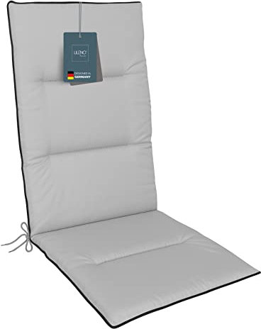 LILENO HOME Gartenstuhl Auflagen als [1er Set - Hochlehner] in Silber + Keder Anthrazit - Bequeme Liegen als Sitzauflagen für Gartenmöbel - Stuhlkissen für Gartenstühle und Klappstühle