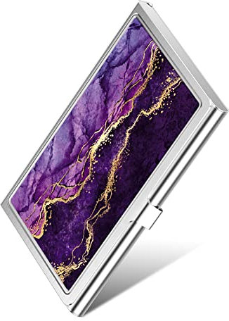 Hnogri Visitenkartenetui, Slim Visitenkartenetui, schlanker Metall-Visitenkarten-Organisator, Schnallenstil geschlossen, Taschen-Namenskartenhalter Brieftasche.