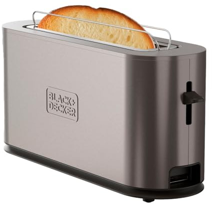Black+Decker - Tostapane BXTO1002E 1000W | Fessura Extra Larga 260x42 mm | 7 Livelli di Doratura | 3 Funzioni Integrate | Sollevamento Extra | Piedini Antiscivolo | Vassoio Raccoglibriciole
