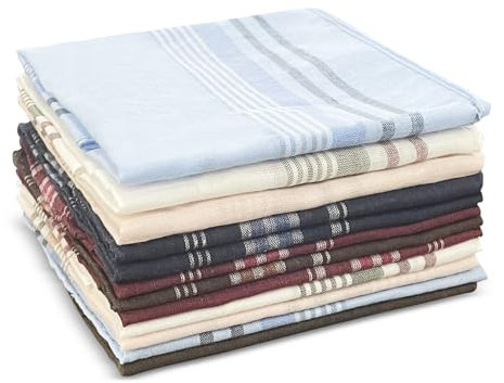 MeoZynxadril 12 Stück Herren Taschentücher, 36 x 36 cm, Polyester-Baumwolle, Klassisch, Wiederverwendbar, für Männer